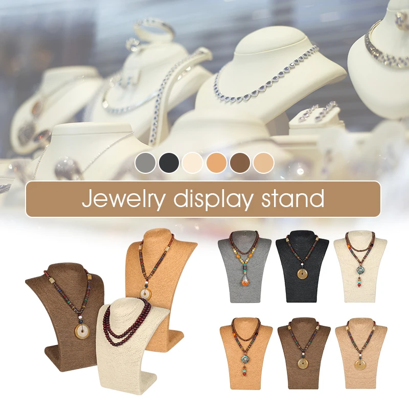 

1Pc Jewelry Display Rack Model Bust Show Exhibitor Hemp Rope Necklace Pendants Display Shelf Mannequin Jewellery Stand Organizer