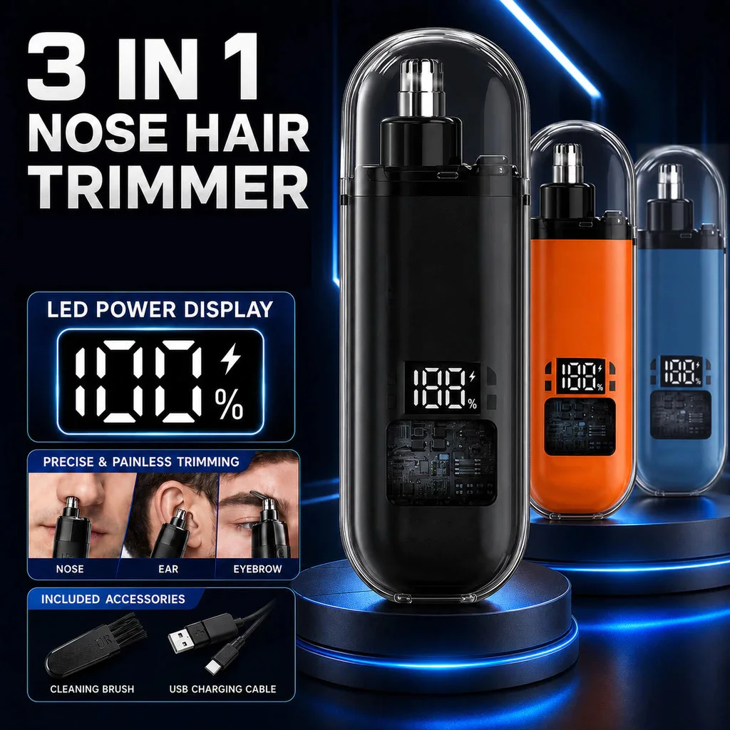 Portable Electric Nose Hair Ear Trimmer Cut Nose Hair Without Harming Nasal Cavity Digital Display Nose Hair Trimmer Mini Compac