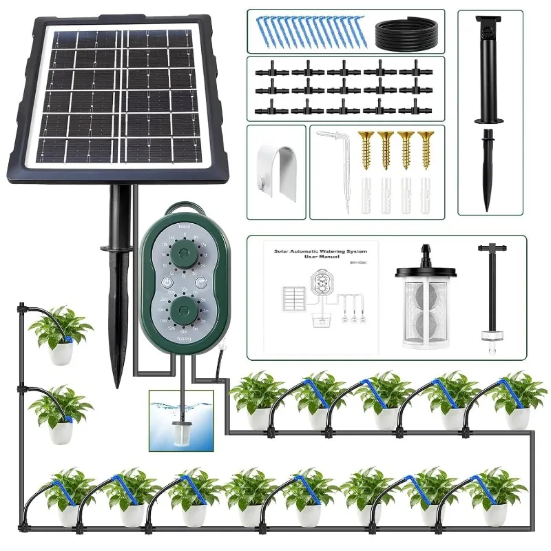 Solar automatic watering device, USB-powered smart drip irrigation timer system, indoor system