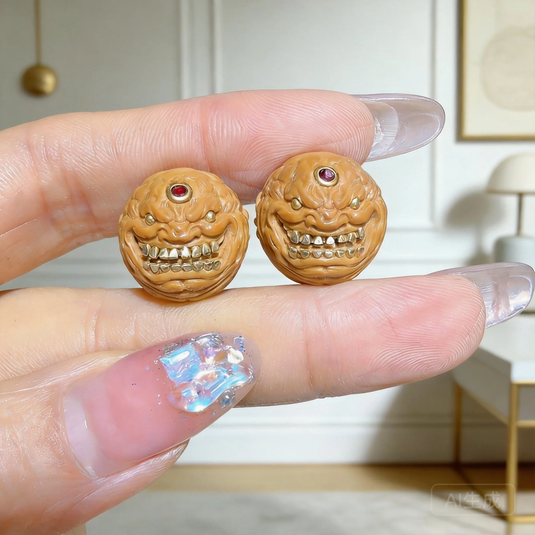 Carved Monkey Head Walnut Old Smoker Beads For Diy Bracelet Necklace Wenwan Jewelry Making 16-17mm 2026 Chinese Style Craft Bead