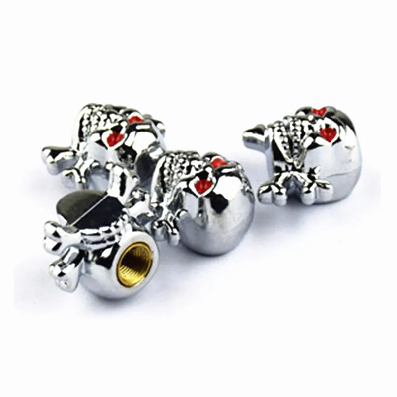 4Pcs/set Skull Style Copper Core Car Anti-theft Tire Valve caps Antirust Motorcycle Bike Car Wheel Tyre Tires Valve Stem Caps