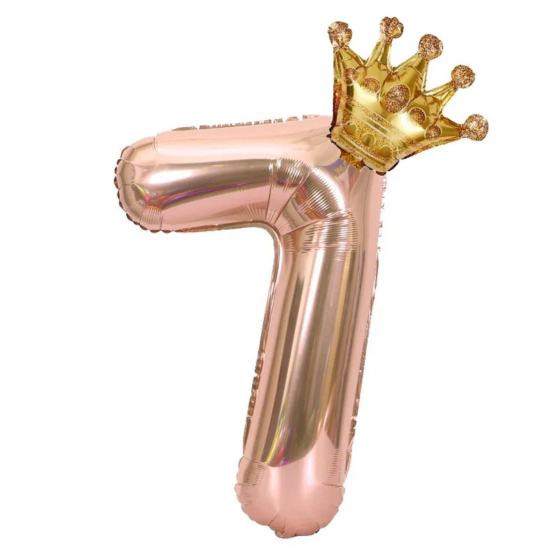 1 STÜCK 32 Zoll Roségold Krone Digitale Zahlenfolienballons Prinzessin Geburtstag Dekoration Party Hochzeit Weihnachten Zahlenballon Anniv