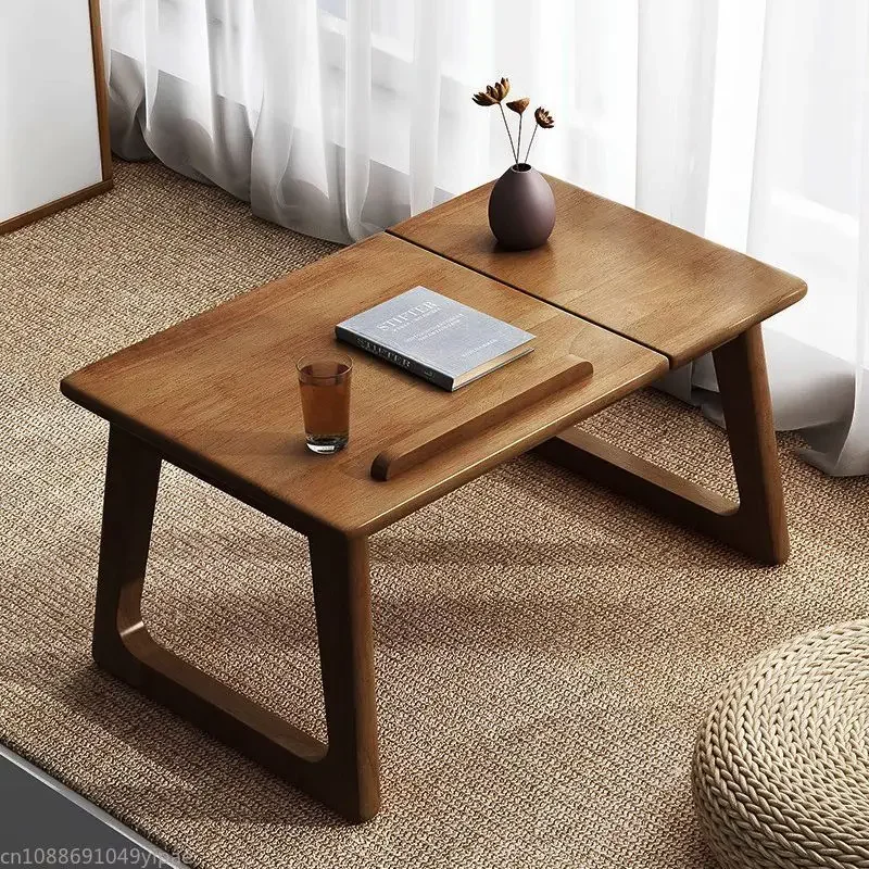 Solid Wood Foldable Horizontal Computer Study Table Room Coffee Table Desk Balcony Bed Folding Small Table Bay Window Furniture