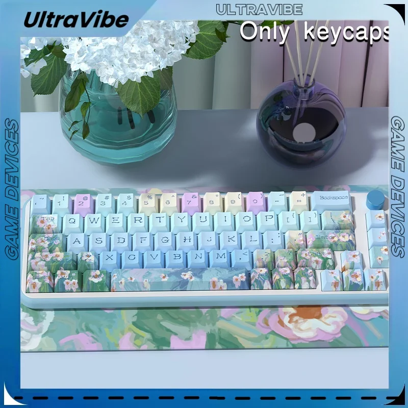 Daisy  Keycap Original Summer Daisy Theme Cherry Hight Personalized Customization Pbt Thermal Sublimation Cartoon Keycap Gift