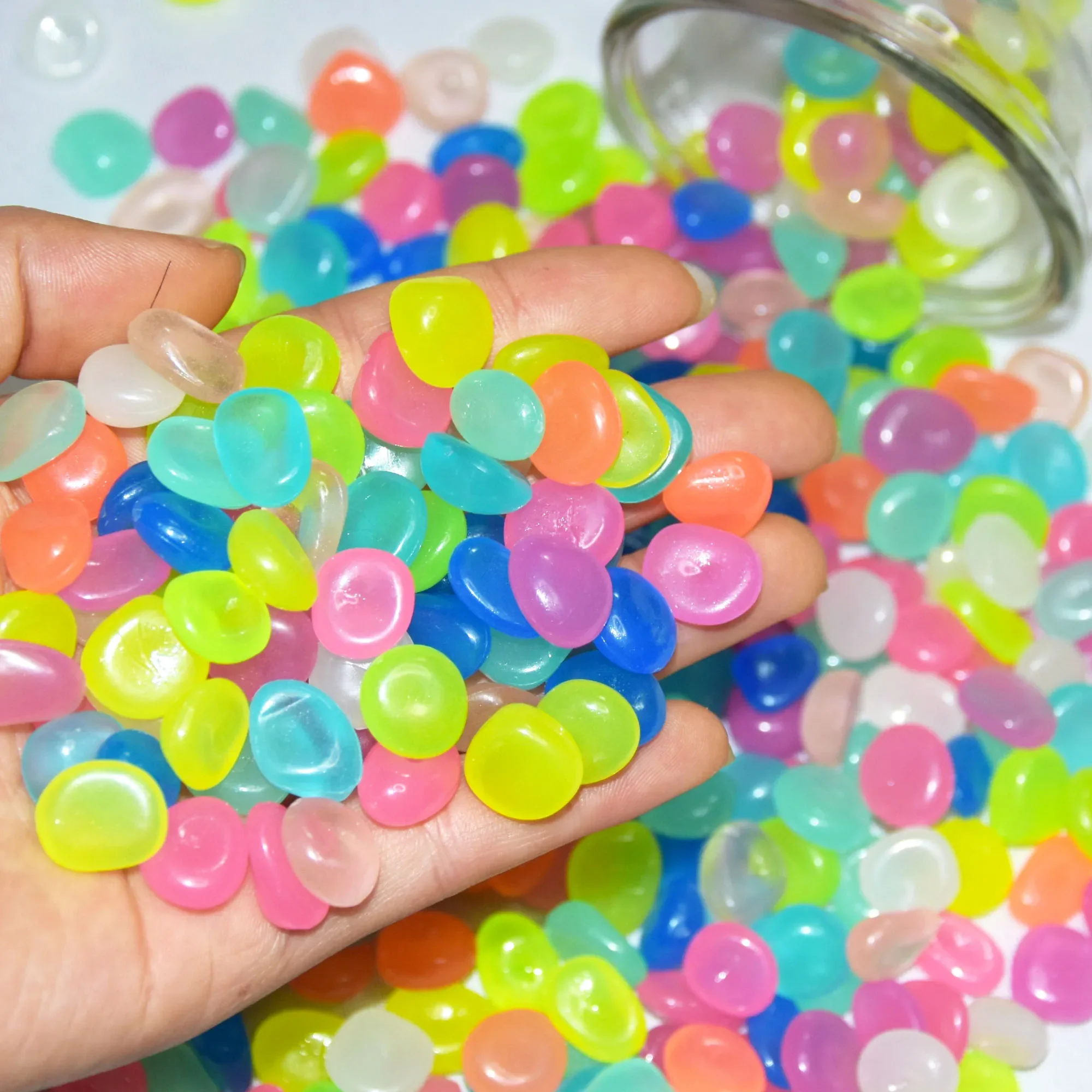 200pcs Garden Decoration Luminous Stone Vase Filling Pebble Outdoor for Potted Fish Tank Decoration Gardening Paving Pebble