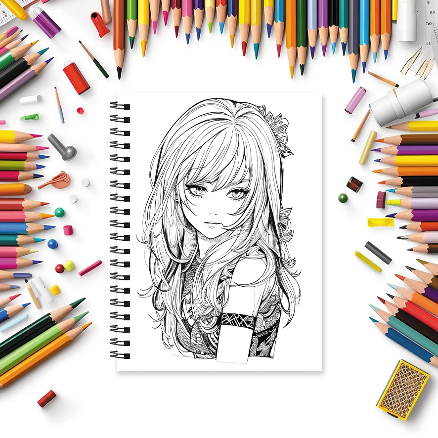 Beautiful Lady Adult Coloring Book - 8.3x 11.2 Inch 32 Page Coloring Book - Helps Reduce Stress and Ease Emotions