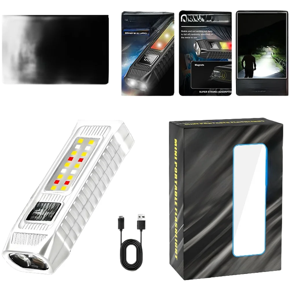 USB Rechargeable 250LM LED Flashlight with Magnetic Mount and Dual Light Output for Transportation and Logistics Use