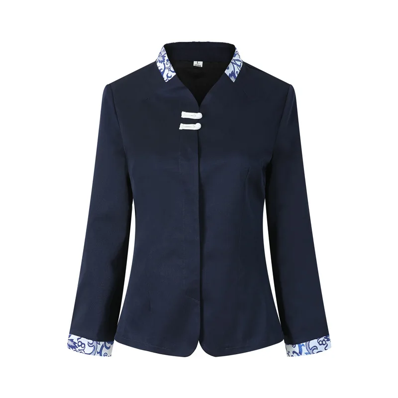 ร้านอาหารหม้อร้อน Waiter ชุดทํางานผู้หญิงแขนยาวร้านอาหารโรงแรมร้านอาหารสไตล์จีน Tea House พนักงานฤดูใบไม้ร่วง Win