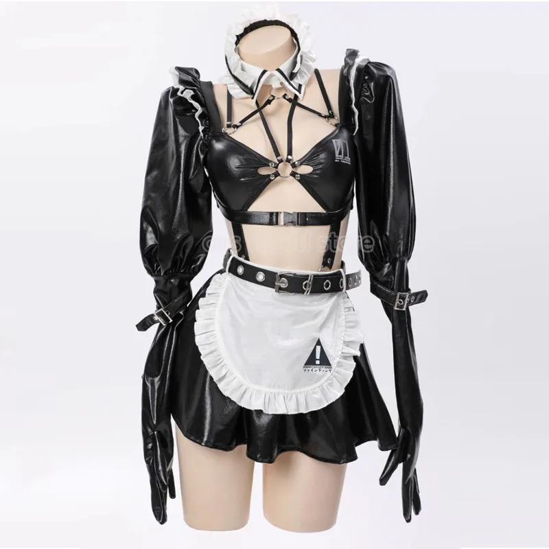 

Anime Battle Maid Cosplay Costume Women Sexy Leather Bodysuit Socks Suit Bunny Girl Lovely Maid Dress Halloween Carnival Clothes