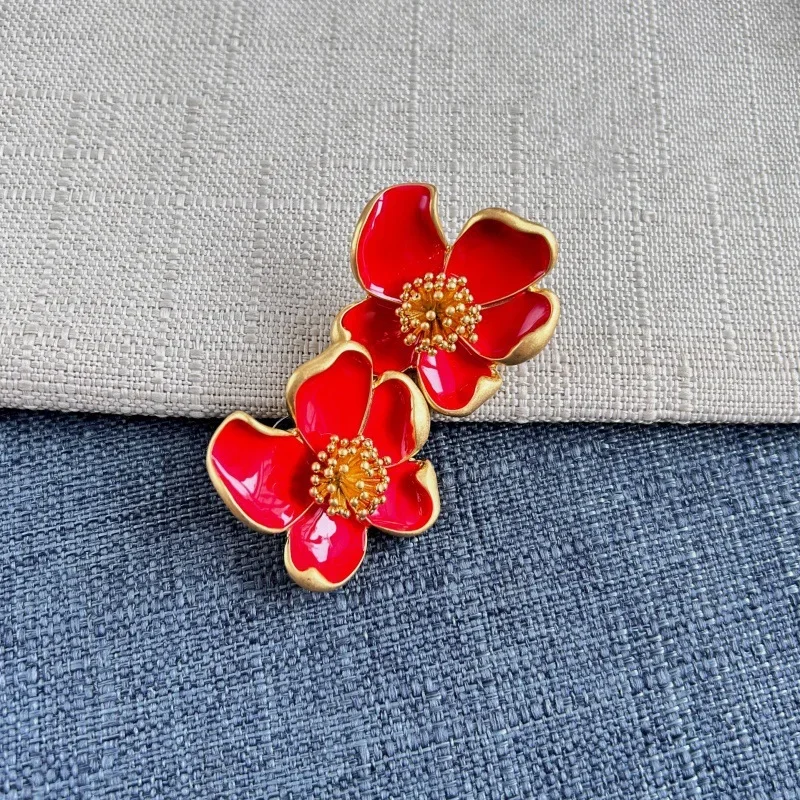 Fashion Jewelry Enamel Stud Earrings for Women Vintage Style Flower with Multicolored