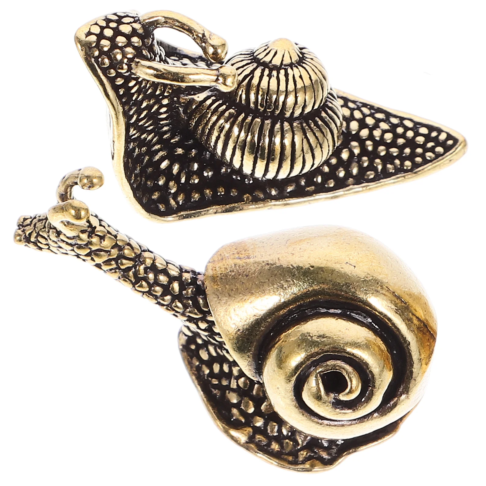 

2 Pcs Snail Ornaments Decorative Model Home Tea Pet Brass Craft Decorate Statues Office Garden Figurine
