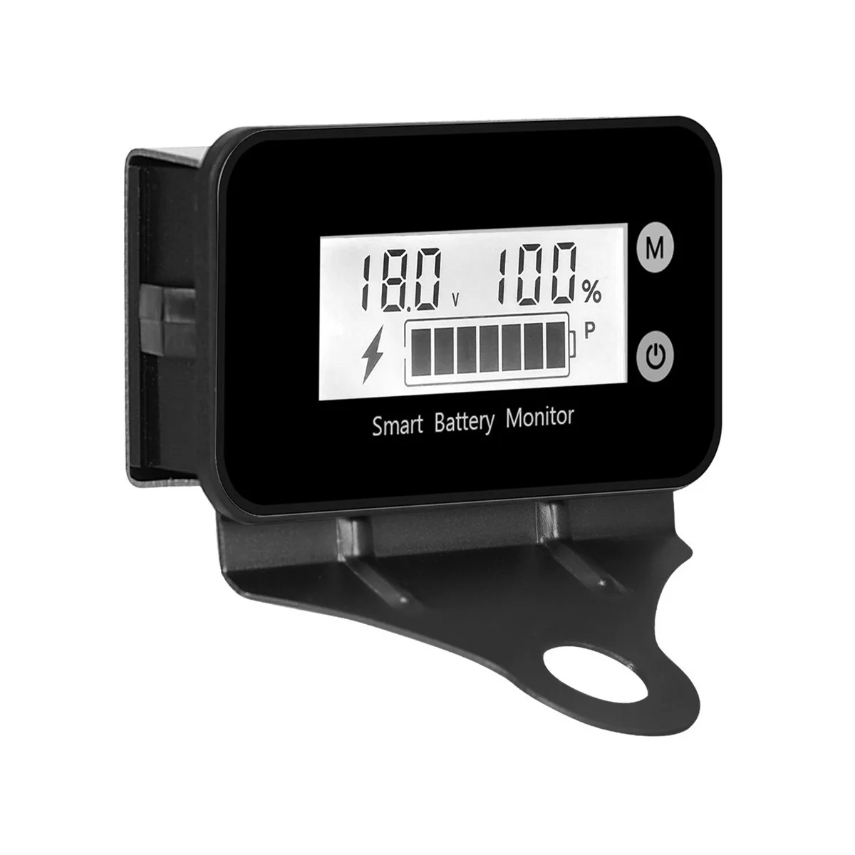 7-100V Smart Battery Monitor with Bracket, Digital Battery Capacity Tester Battery Voltage Temperature Monitor, Black