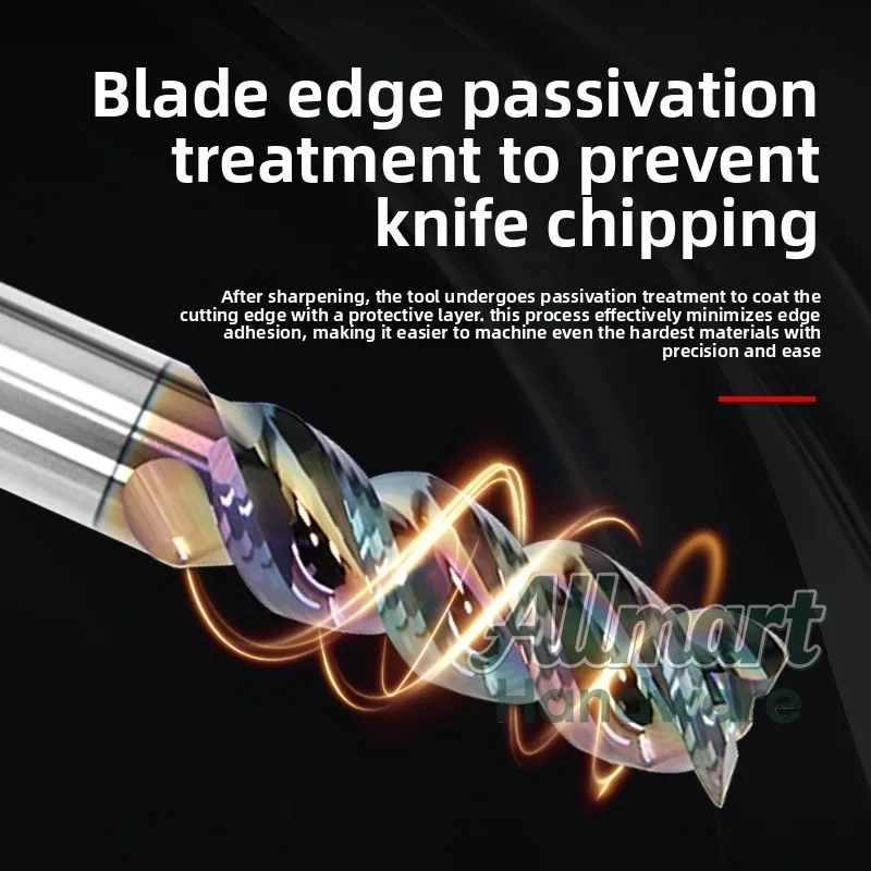 60° U-Groove Color Coated End Mill, DLC Coated Solid Carbide Cutter, High-Efficiency High-Gloss CNC Tool for Copper & Aluminum