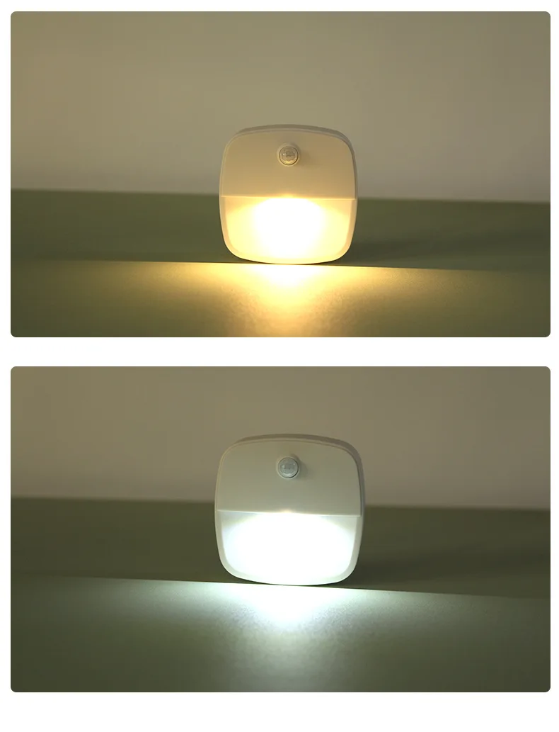 2Pcs Motion Sensor Light Wireless LED Night Lights AAA Battery Powered Bedroom Wall Staircase Closet Aisle Body Induction Lights