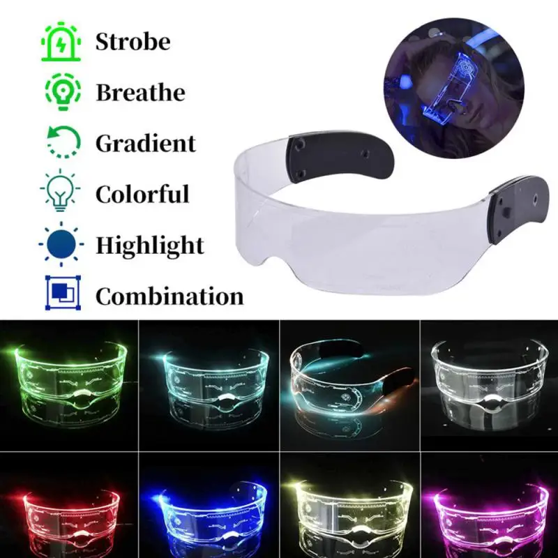 Colorful Luminous LED Glasses for Music Bar KTV Neon Party Christmas Halloween Decoration LED Goggles Festival Performance Props