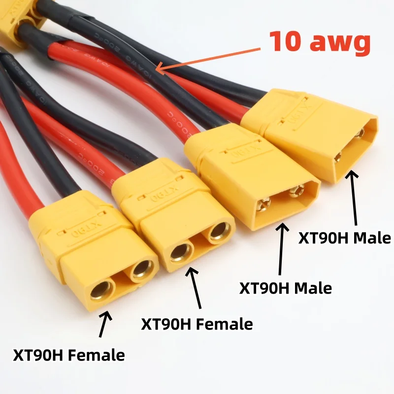 XT90 3-Wege-Y-Splitter, paralleler Batterieanschluss, männlich/weiblich, Kabel, Dual-Verlängerung, 10 AWG, Silikondraht für Batterieladegerät, Motor – Detail 5