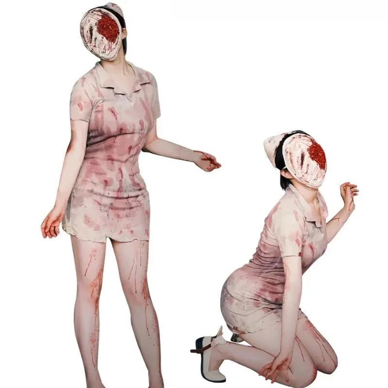 Nuevo 2026 ♥ Disfraz de Silent Hill 2, Disfraz de Terror, Doctor Sangriento, Cabeza de Burbuja, Sin Rostro, Carnaval de Halloween, Enfermera Blanca B ♥ ♥ ☆ ☆