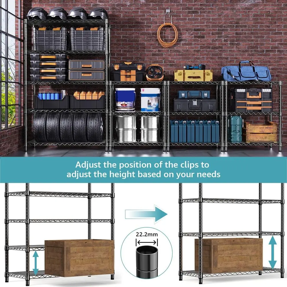 Estante de aço resistente de 5 camadas com capacidade de 1750 libras, 17,7x47,2x72,3, ideal para casa, cozinha, escritório e garagem
