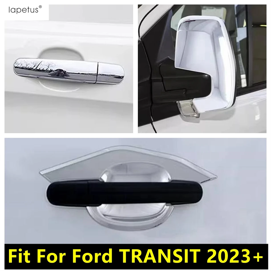 

For Ford TRANSIT 2023 2024 2025 Car Rearview Mirror / Rear Door Bowl / Door Handle Decoration Cover Trim ABS Chrome Accessories
