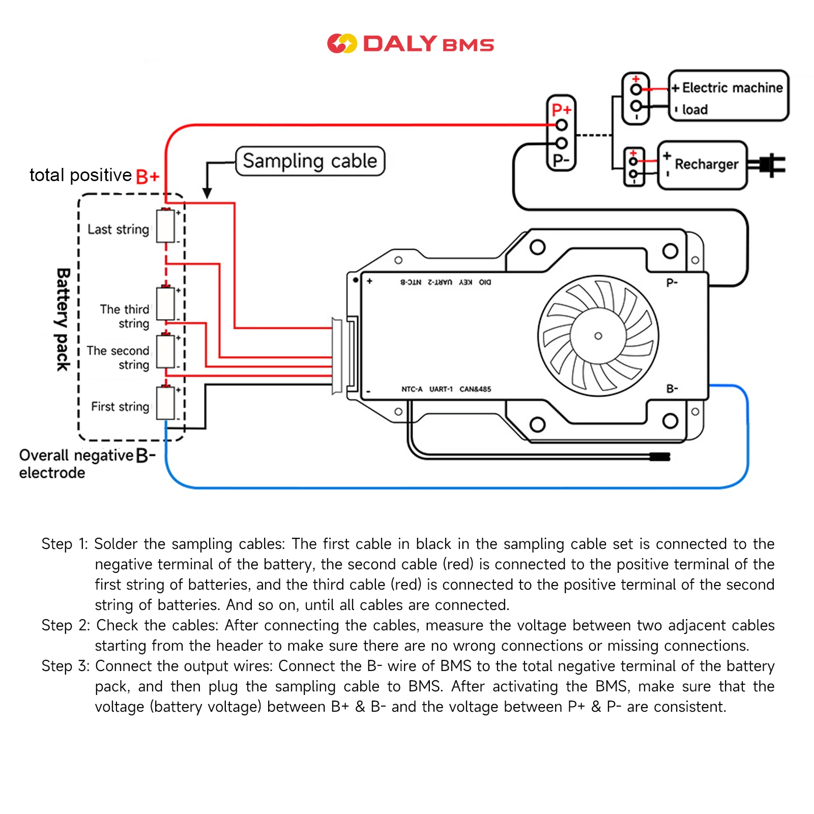 Daly Smart BMS 40-500A BT APP UART 3S 4S 6S 7S 8S 10S 12S 13S 14S 15S 16S 17S 20S 24S Li-ion LiFePo4 LTO 12V 24V 36V 48V 60V 72V — zdjęcie produktu 5