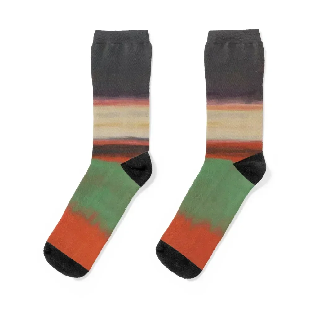 Mark Rothko Magenta, Black, Green on Orange Socks anime hockey Men Socks Luxury Brand Women's