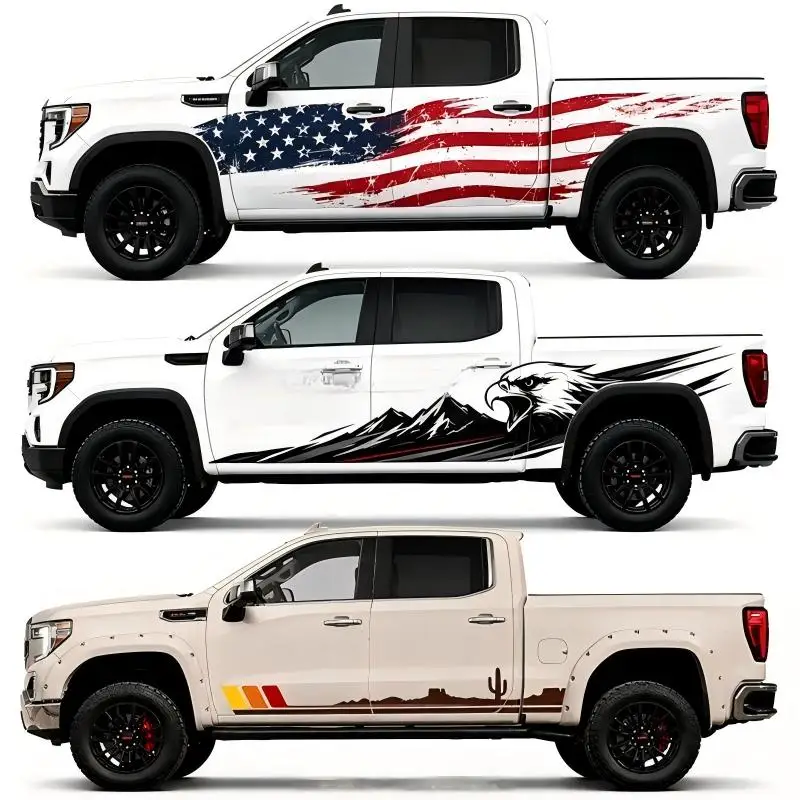 For GMC Sierra 1500 Car Sticker Side Body Stripe Decal Racing Strip Auto Exterior Off-Road Modification Accessories
