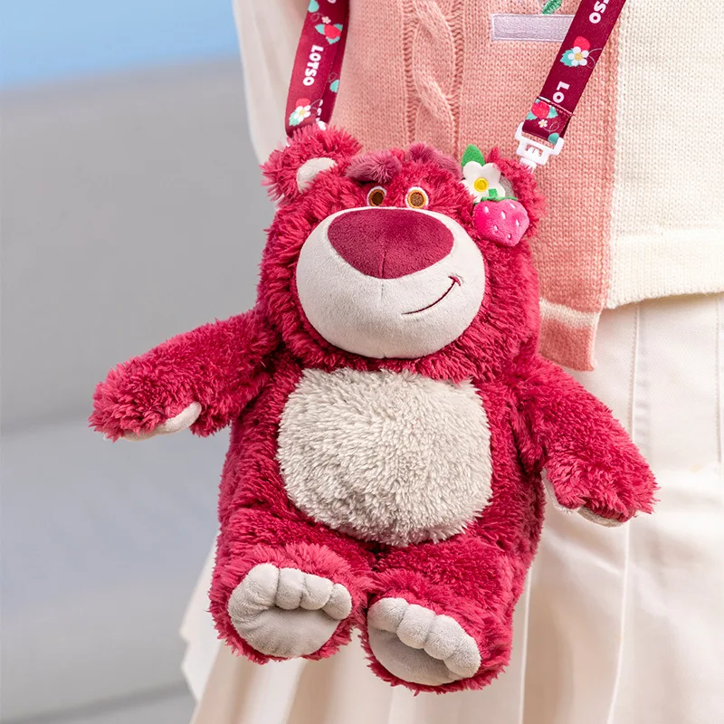 

Genuine Disney series Toy Story strawberry bear cute plush doll two yuan animation peripheral new fragrance backpack satchel gif