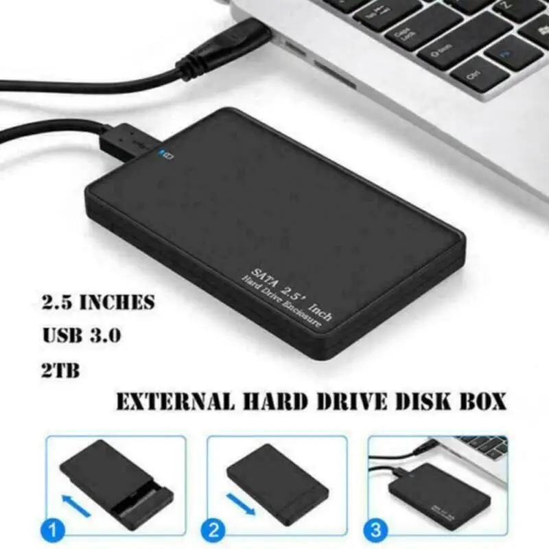 2.5 Inch USB 3.0 SATA HDD Enclosure Enclosure Mobile Hard Drive Cases Notebook Mobile Desktop Can Use Hard Disk Box 2TB Storage
