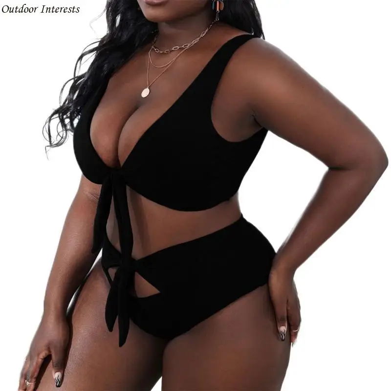 

Solid Color Oversized Sexy Big Chest Cover Gathered Wrap Bathing Suit High Waist Conservative Split Swimsuit Set 400C