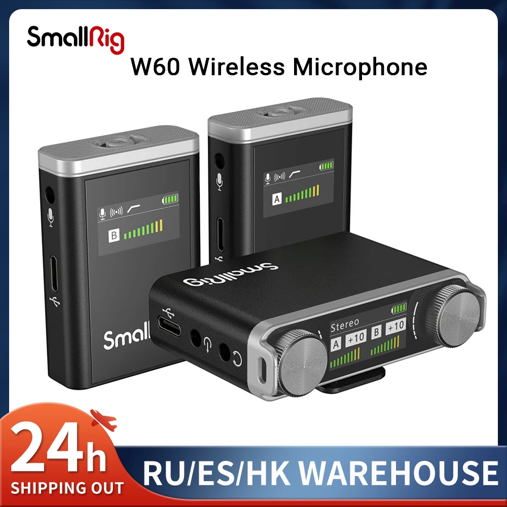 Microfono wireless SmallRig microfono Lavalier set completo di microfoni con cancellazione del rumore da uno a due 8 ore di lavoro per la fotocamera