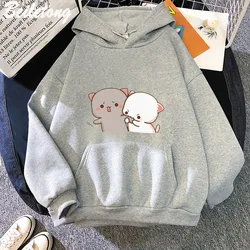 Brzoskwinia i Goma bluza z długim rękawem bluza brzoskwinia kot Mochi śliczne romantyczne Kawaii chłopak miłość ubrania Harajuku odzież sportowa