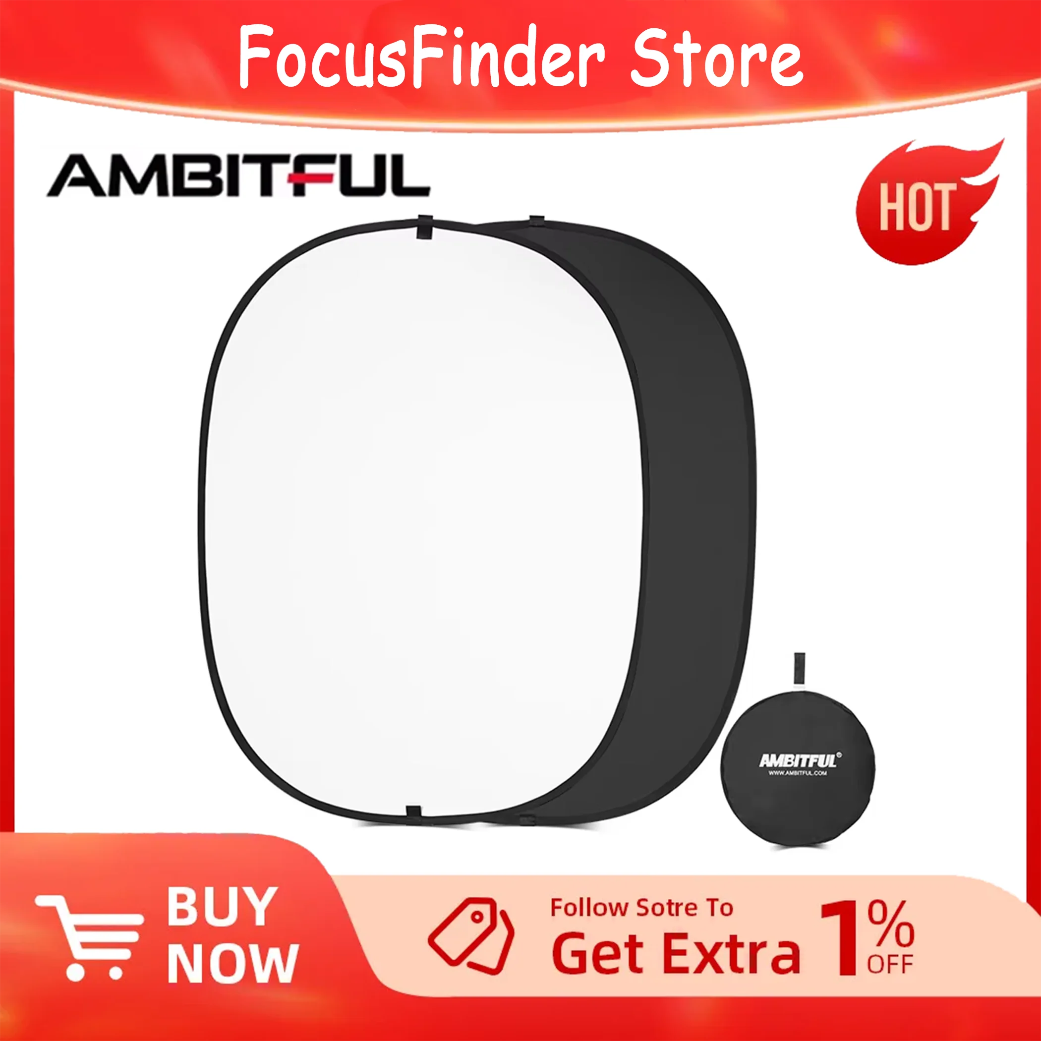 

2in1 Portable Collapsible Studio Photo Diffuser 100x150cm 150x200cm Oval Multi-Disc with White and Black Background Reflector