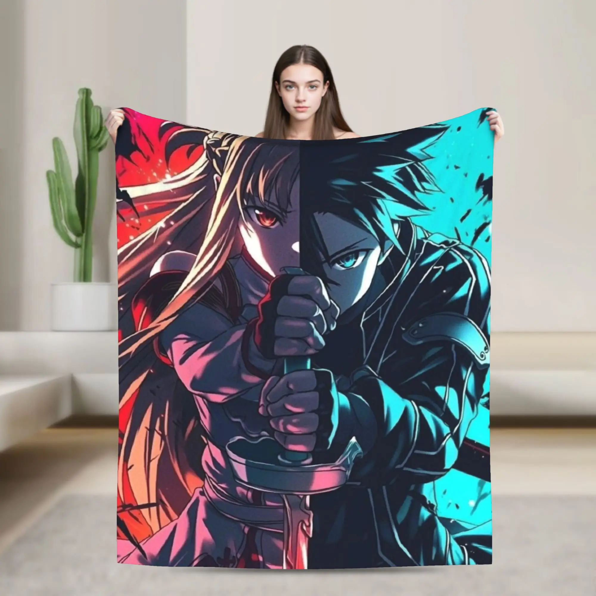 

Одеяло Sword Art Online Kirito Asuna разных размеров, супер мягкие уютные пледы для дивана, дивана и кровати