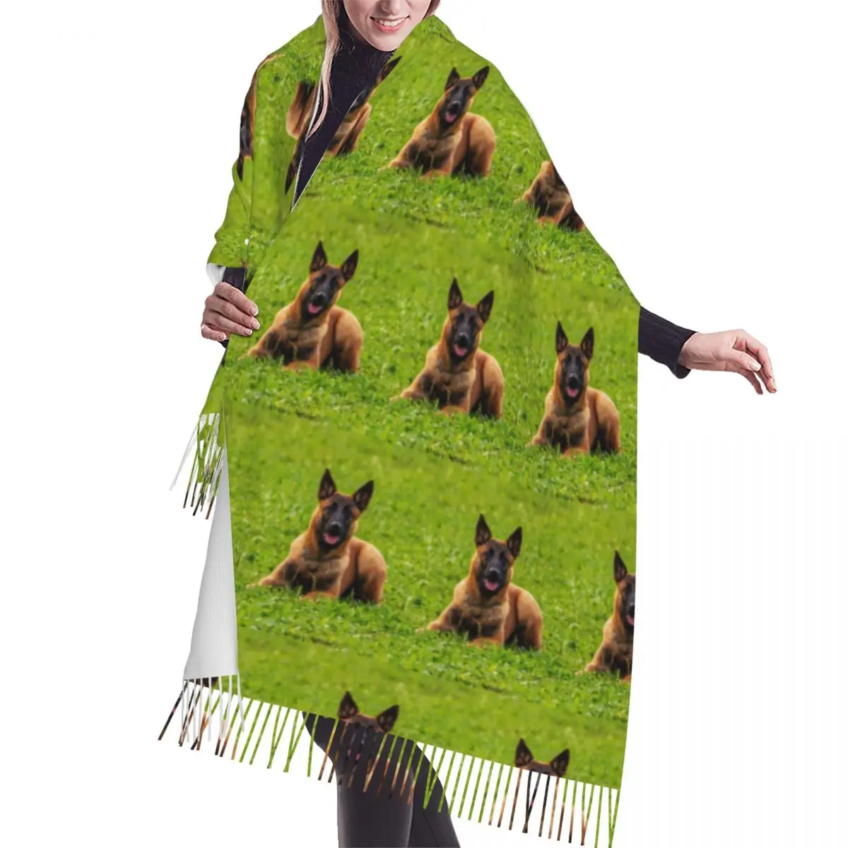 

Бельгийская овчарка, шарф Малинуа, шарфы с кисточками для женщин, мягкие теплые шали и накидки, большая осенне-зимняя шаль