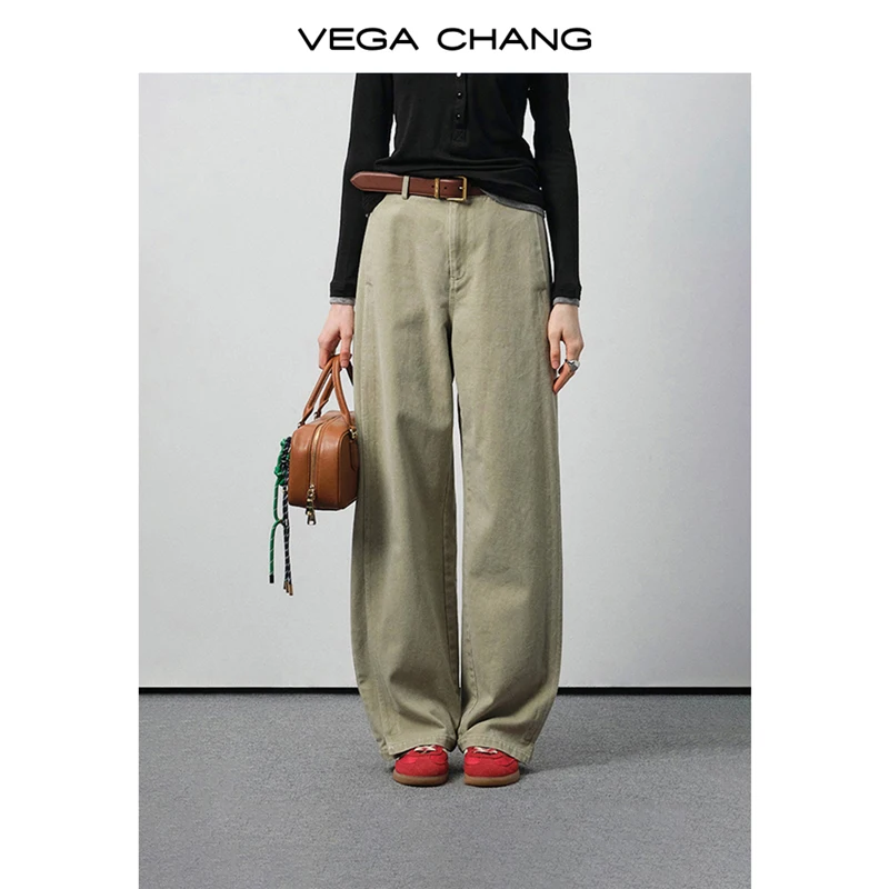 Vega Chang Nuevos pantalones casuales de otoño e invierno para mujer, corte relajado, pantalones de pierna ancha versátiles y adelgazantes [Cinturón no incluido]