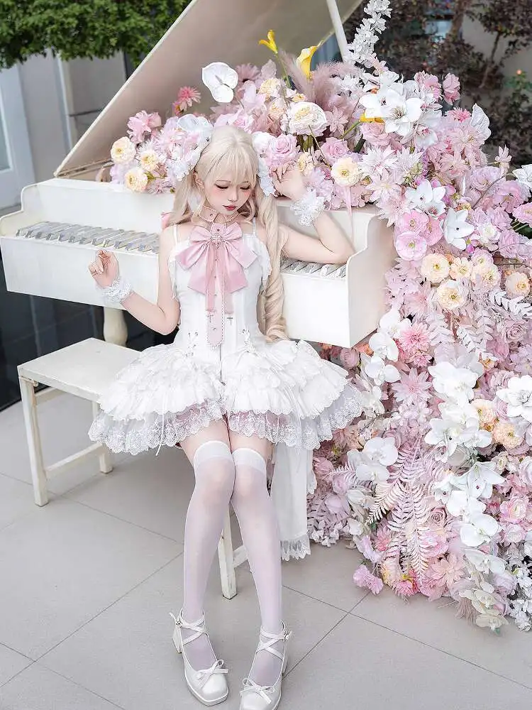 

New Fiesta Carnival Halloween Cos Cosplay Cupid Lolita The Middle Ballet Style Suspender Dress Shorts Bowknot