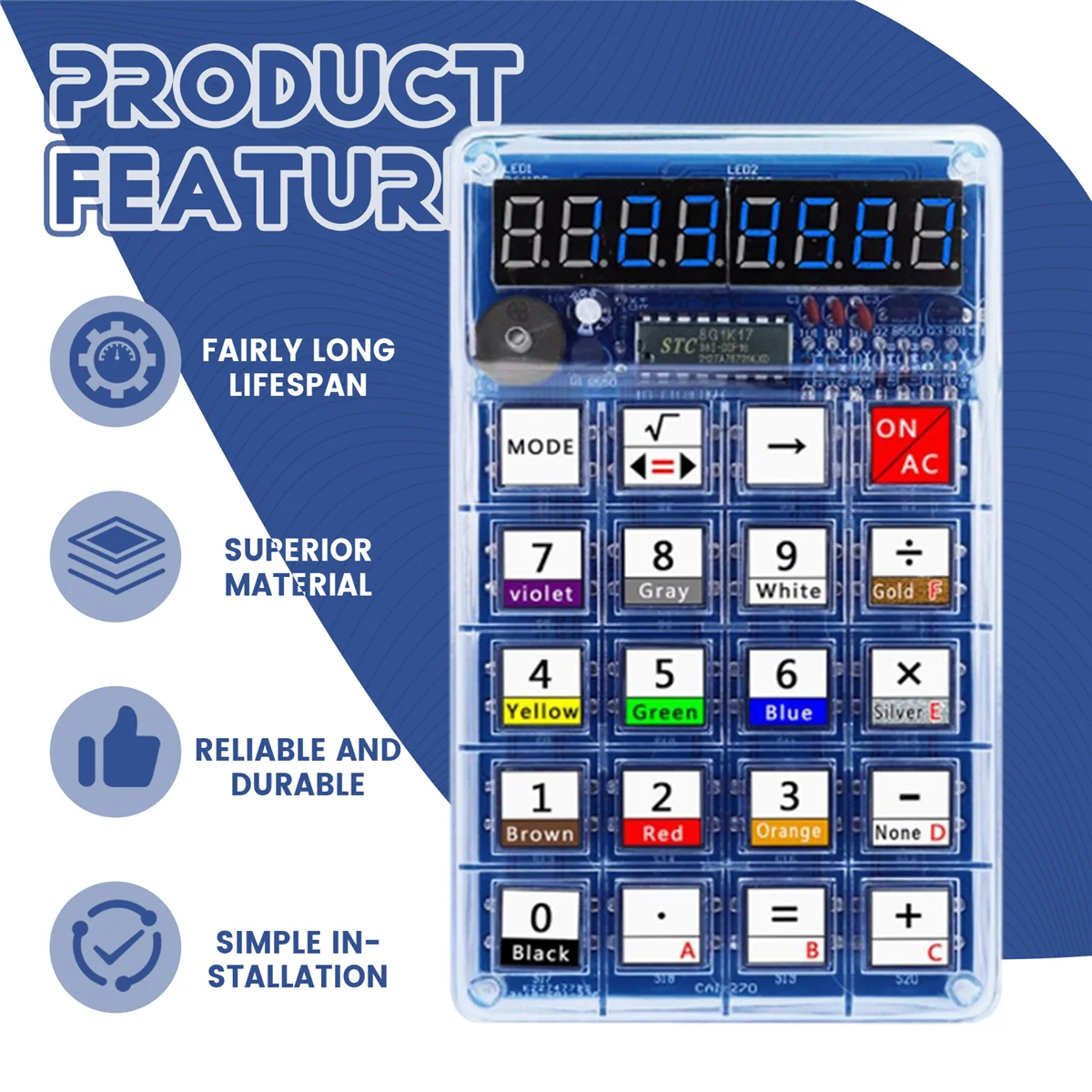 مجموعة آلة حاسبة ذاتية الصنع مع شاشة LED آلة حاسبة إلكترونية لتجربة تدريب اللحام لمشروع DIY B #5