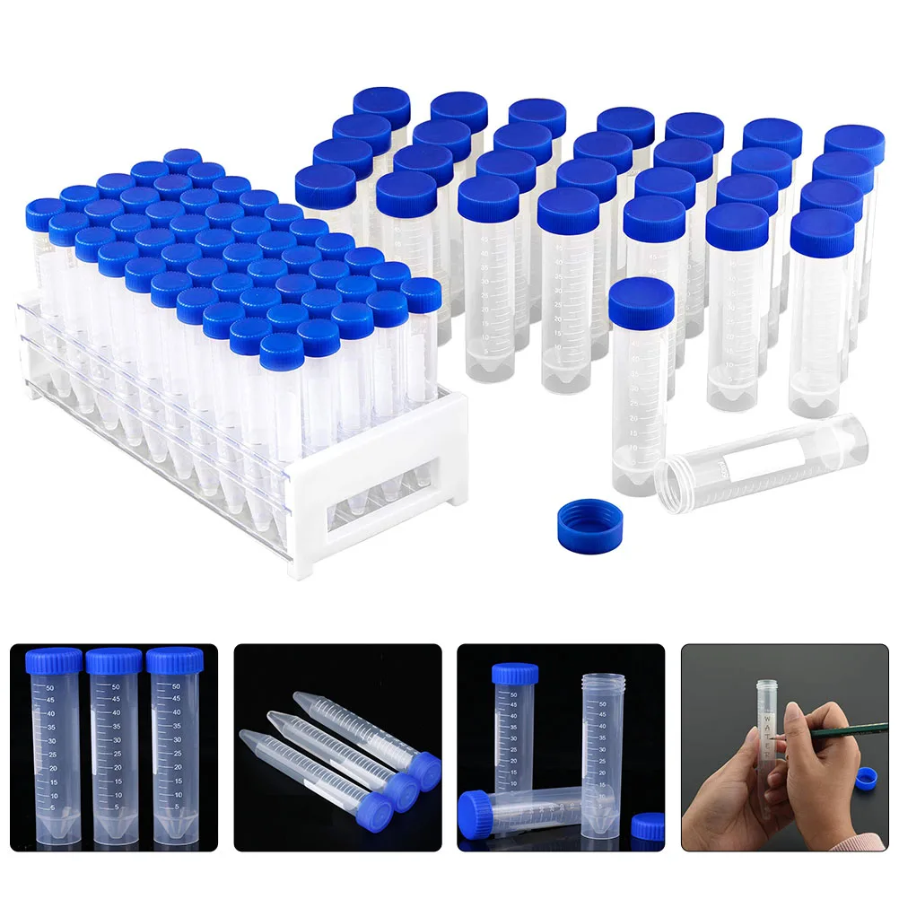

81pcs Tubes Kit 15Ml 50Ml Plastic Test Tubes Rack Transparent Heat Resistant Laboratory Science Experiment