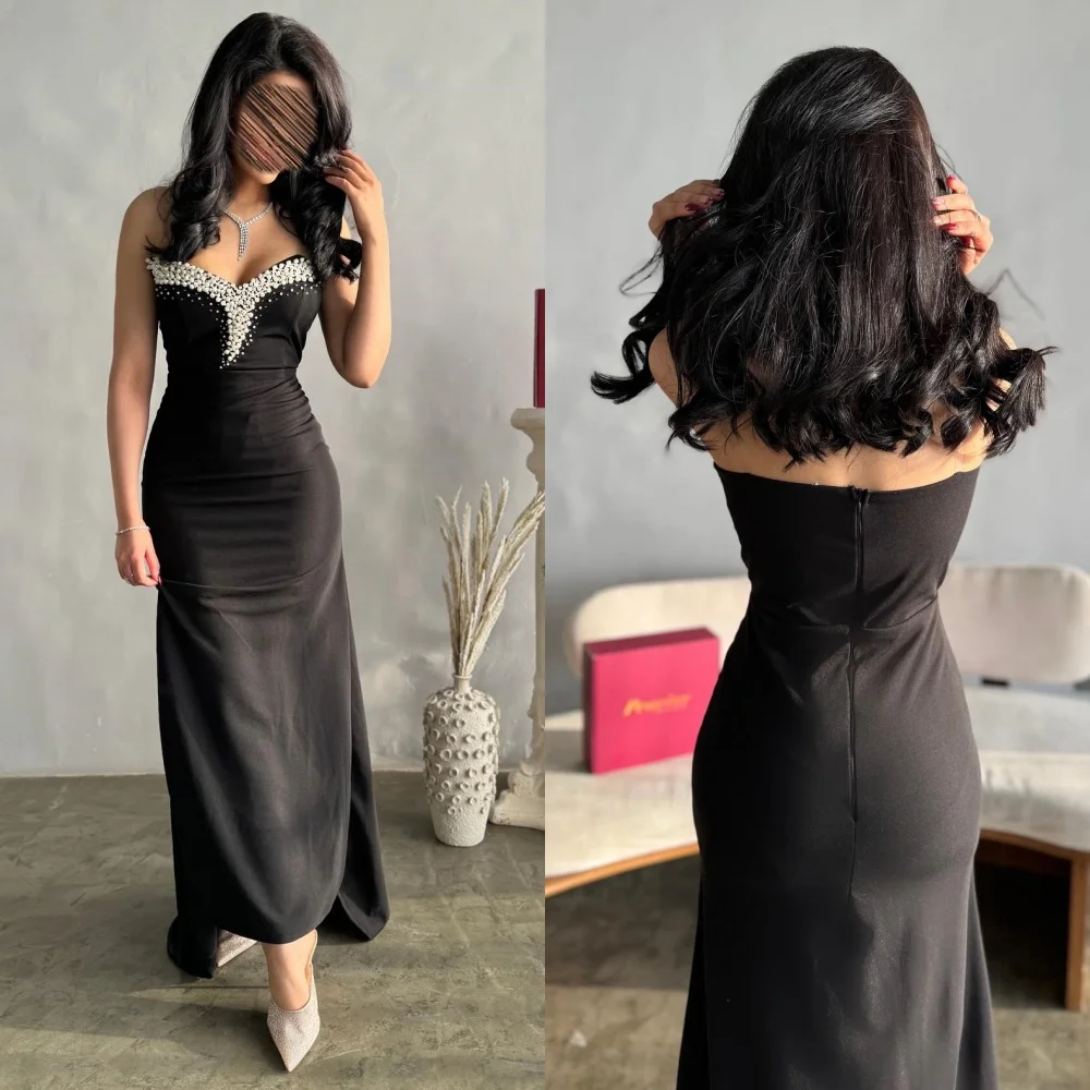 Strapless cetim A-Line vestido de baile com Beading, Strapless Gown, Prom Dresses, Arábia Saudita, Clubbing, Ocasião Bespoke