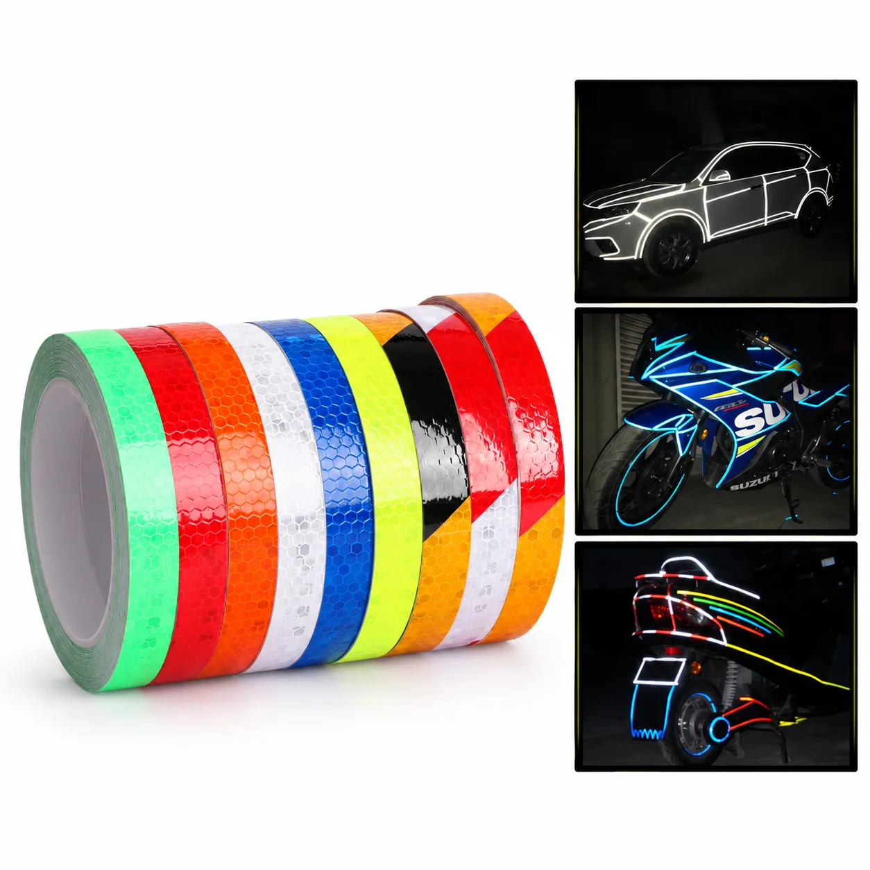 High Visibility Reflective Tape Waterproof Self Adhesive Safety Warning Strip for Bicycle Motorcycle Car Helmet Outdoor Use