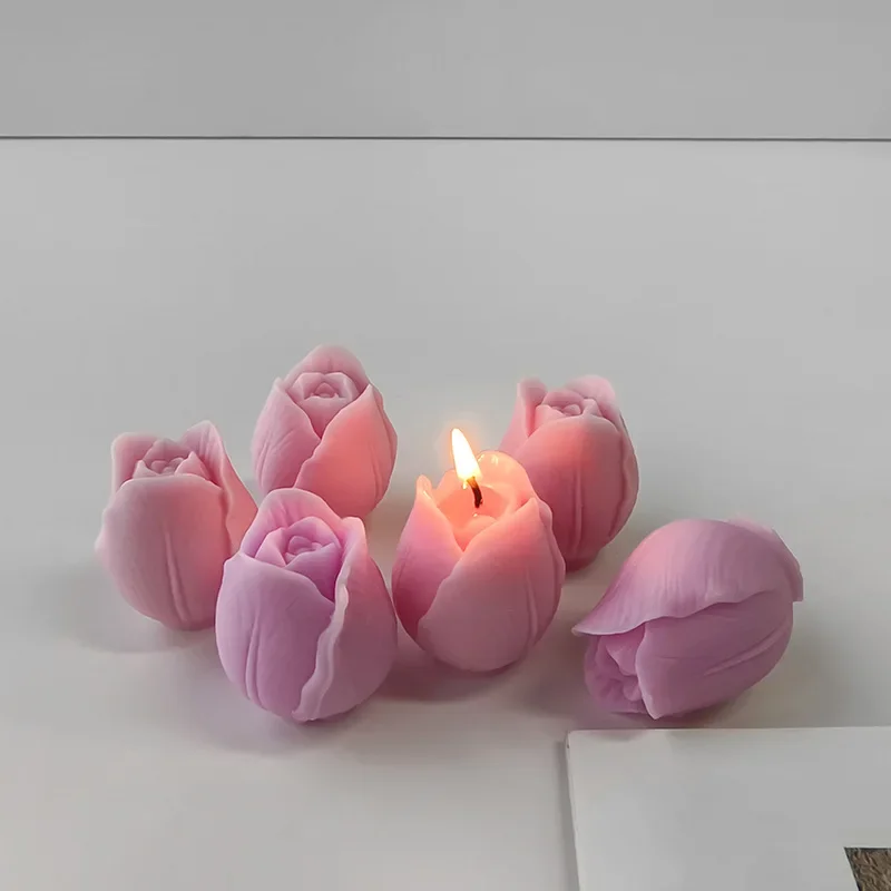 3D Tulip Candle Mold Handmade DIY Flower Soap Silicone Resin Mold Concrete Molds Candle Making Supplies Cake Baking Mould