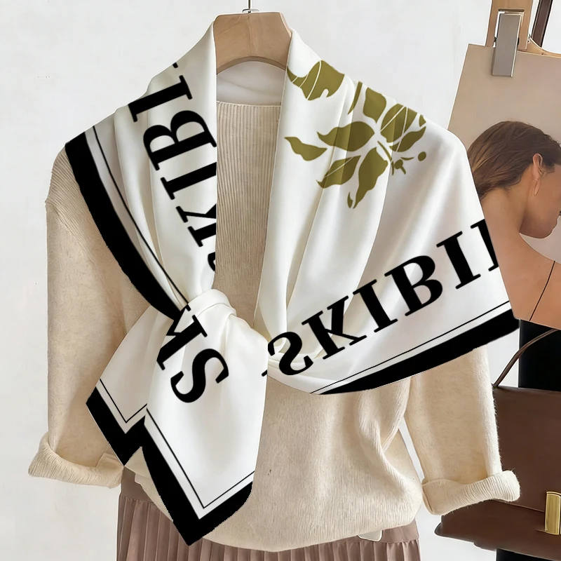 

Women's Fashion Square Scarf 90CM for Women Shawl Hijab Neckerchief Female Large Hair Ribbon Headband Fashion Wrap Bandana