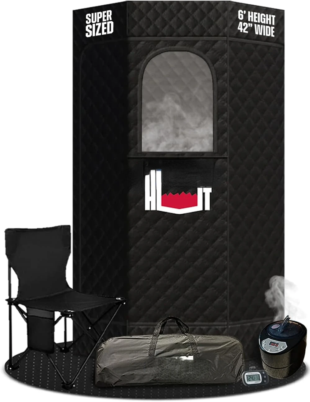 

HUT XL Portable Home Sauna for Wellness & Relaxation | Steam-Heated Hexagon Model | 60-Min Rapid Steam Room Generator