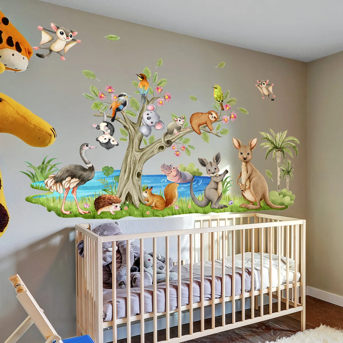 Cartoon Animal Wall Decals- Playful Peel & Stick Stickers for Kids' Room Decor
