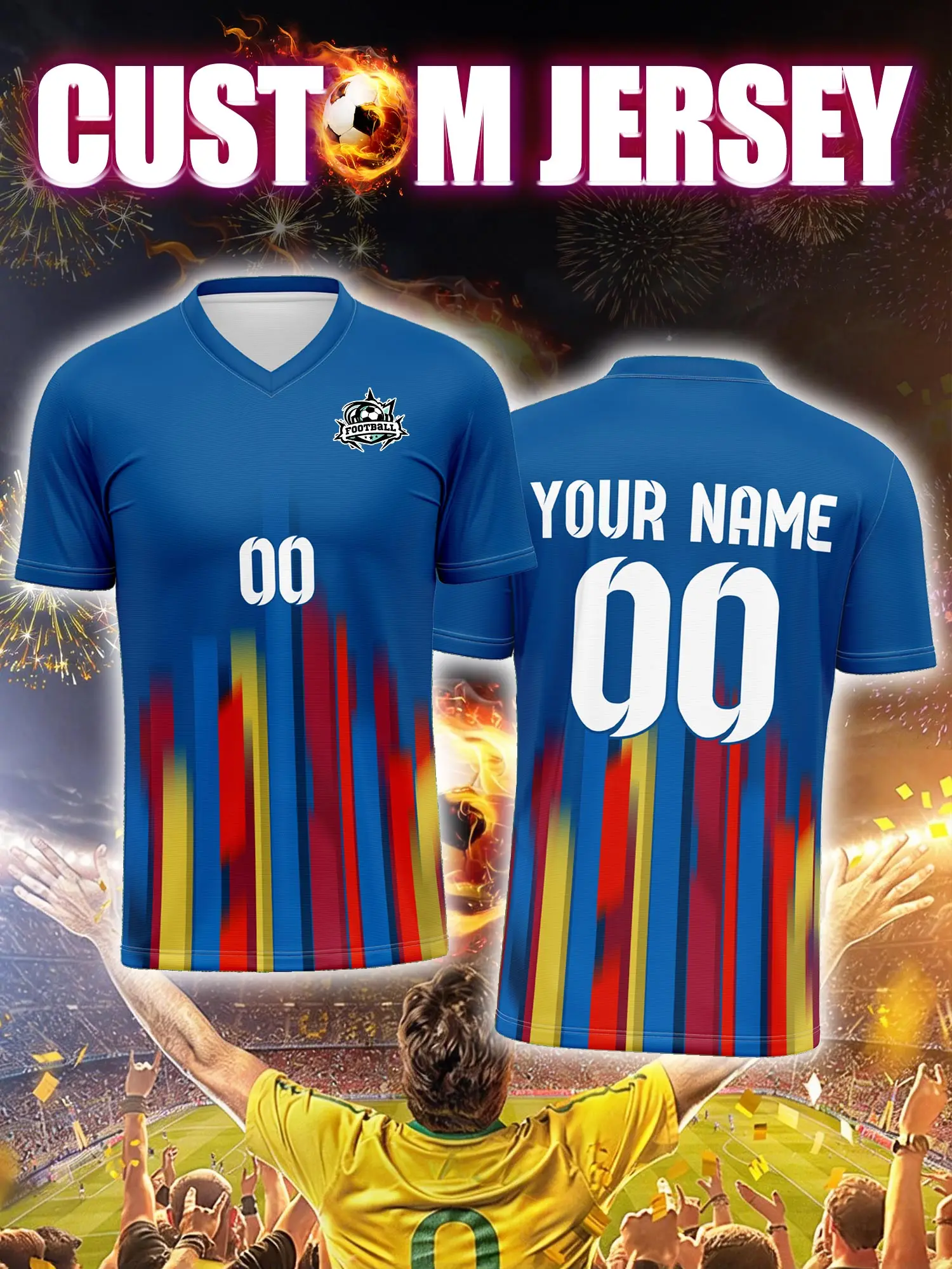 

Футбольная форма на заказ с индивидуальным изображением, номером и именем, креативный графический принт для футбольной экипировки