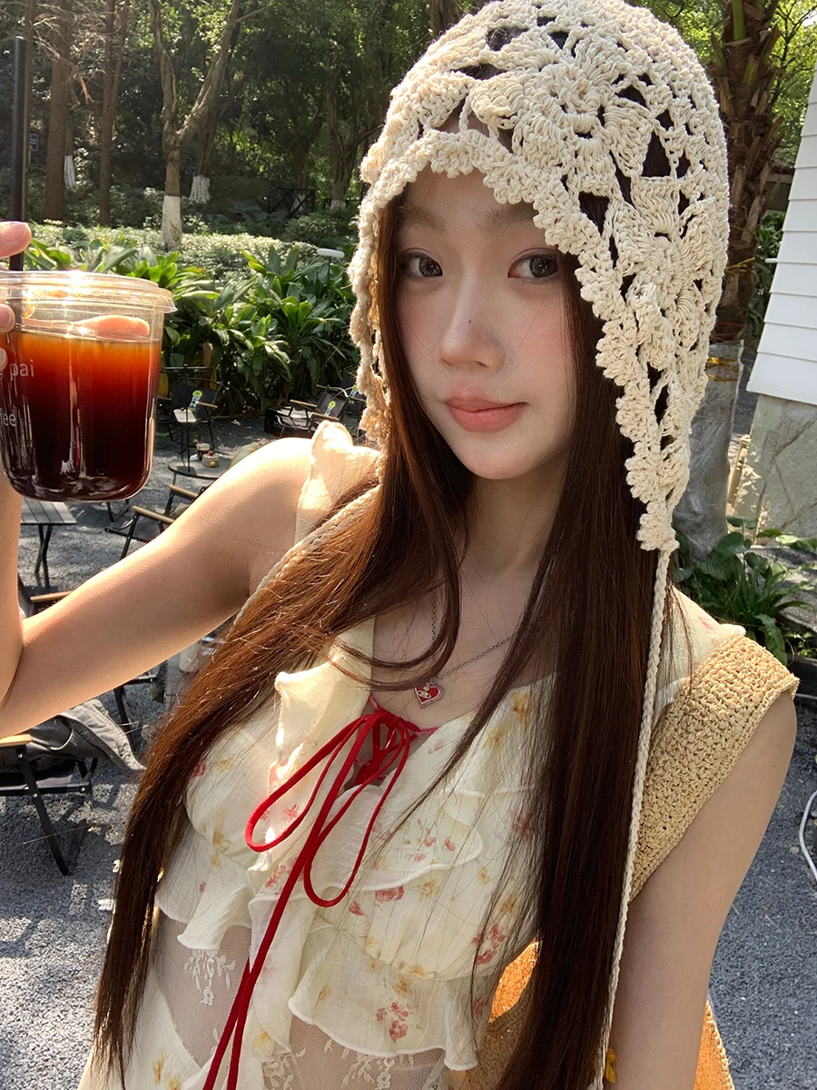 قبعة صوفية أنيقة محبوكة للنساء بلون بيج بأسلوب عصري مناسبة لجميع المواسم قبعة محبوكة مستديرة من الأعلى قبعة ربيعية عصرية