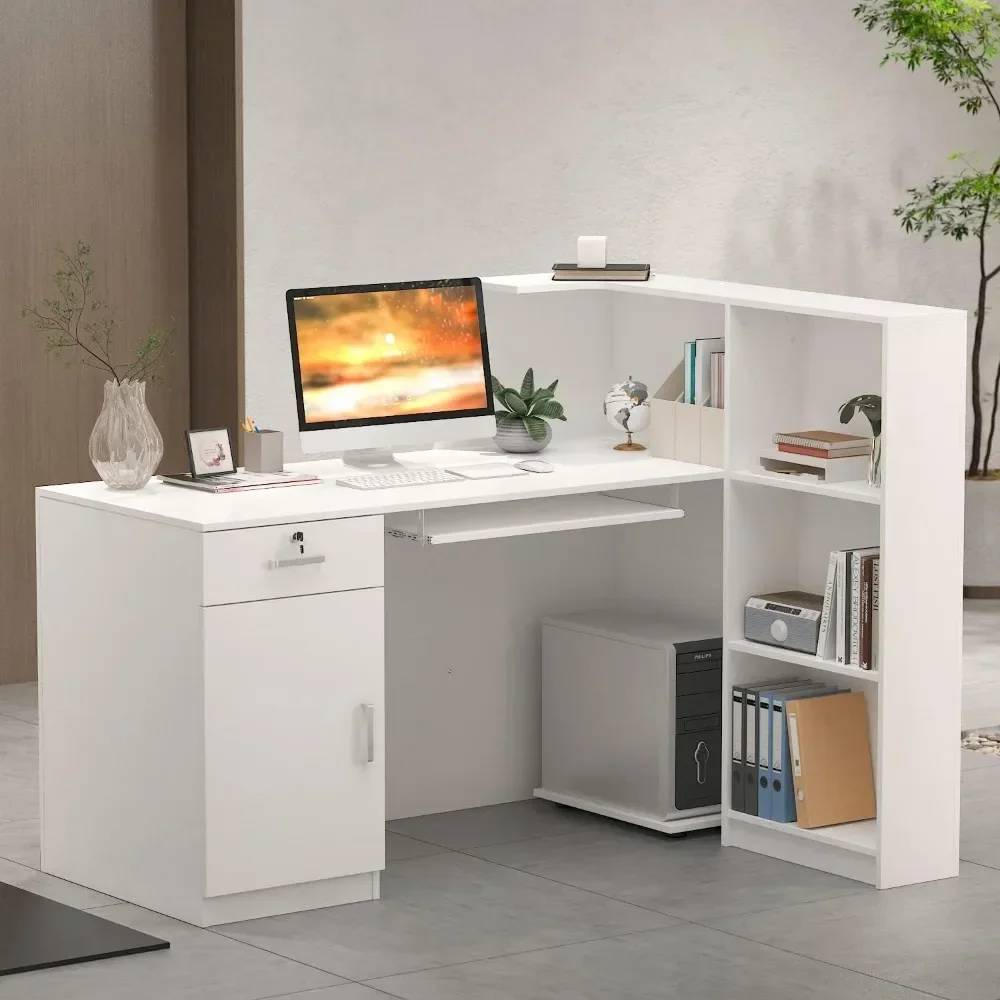 Help Center Customer Service Reception Counter Desk With Lockable Drawers Shelves Salon Recetion Room Escritorio Retail Counter