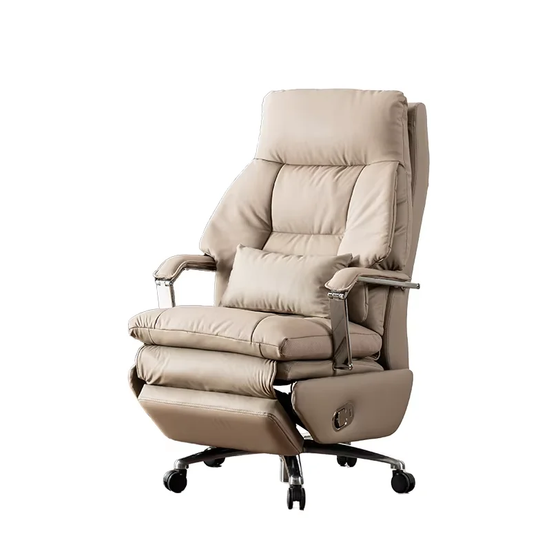 Luxury Electric Adjustable Office Chair Massage Ergonomic Extendable Genuine Leather Modern Design Style for Boss CEO