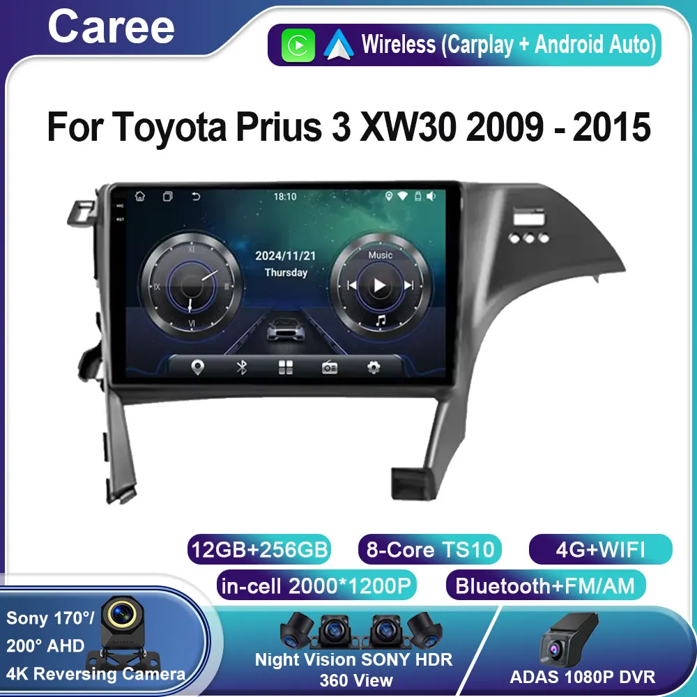

Android Auto For Toyota Prius 3 XW30 2009 - 2015 RHD Car Radio Stereo Head Unit Multimedia Player Navigation Carplay 4G No 2din