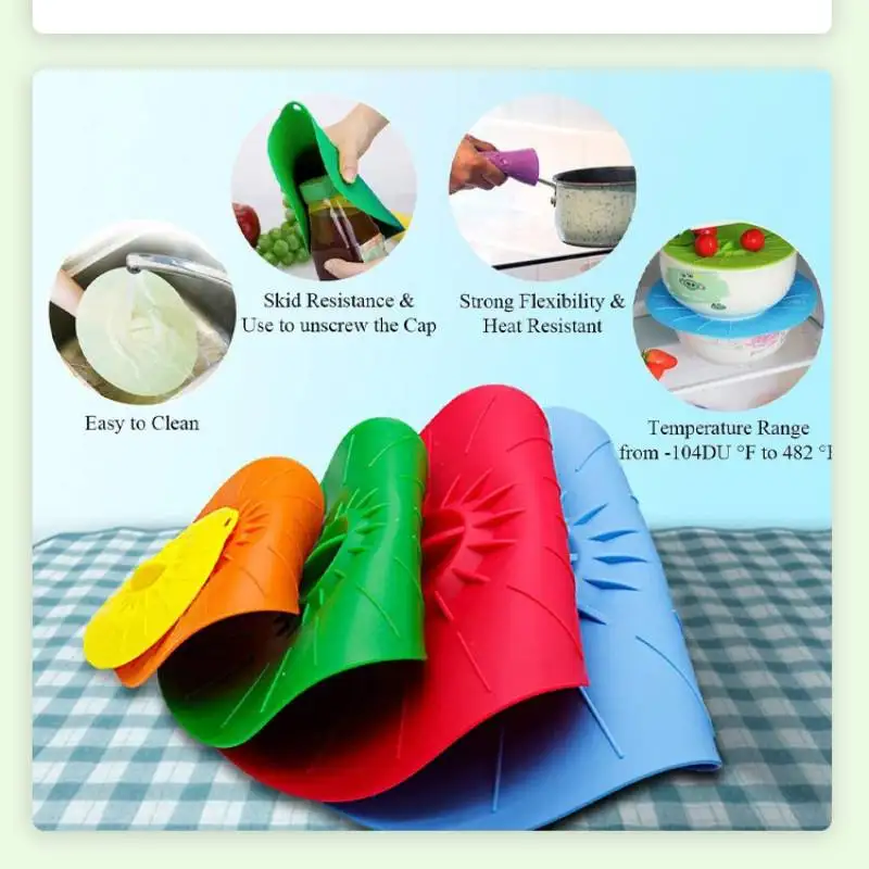5-Piece Universal Sealing Lids, Silicone Cup & Bowl Covers, Refrigerator Dust-Proof, Microwave Splash-Proof Freshness Lids